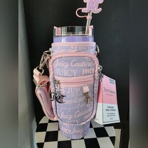 NWT Juicy Couture Stainless Steel  Tumbler With Crossbody Sling And Pouch 30oz